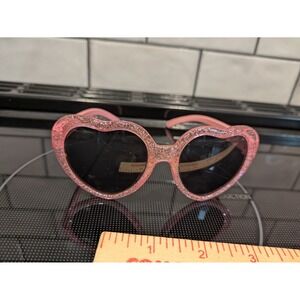Kids Pink Glitter Heart Sunglasses Tinted Lens Retro Sparkle Shades